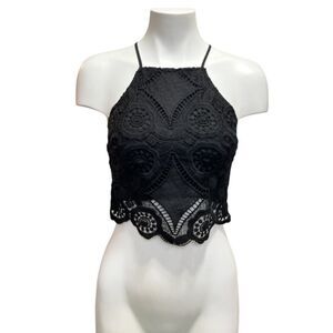 Size S Abercrombie & Fitch Black Crocheted Crop Top